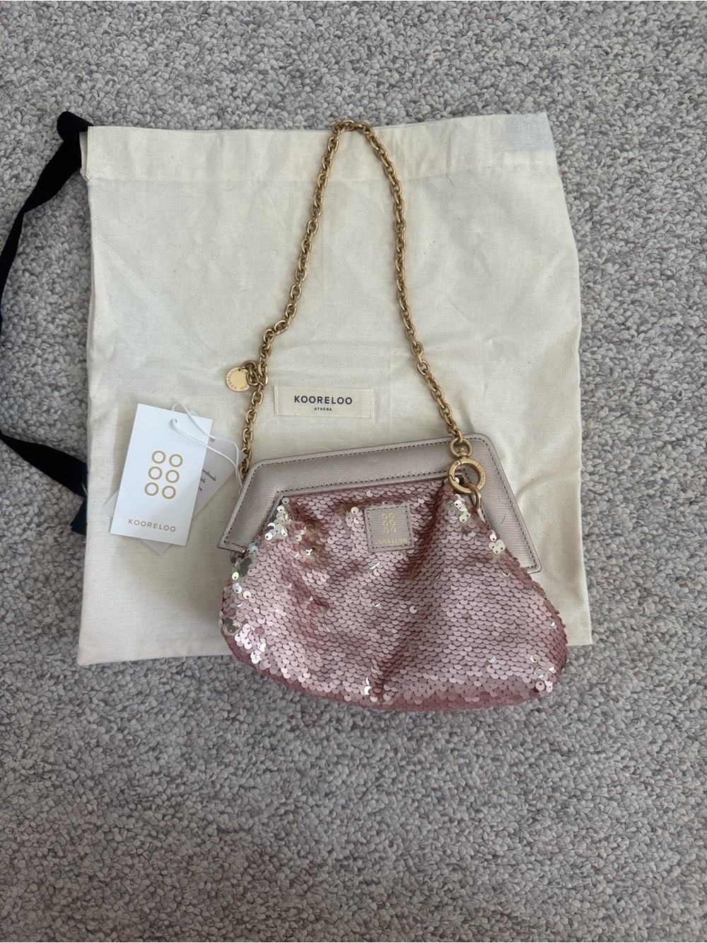 Kooreloo Pink Sequin Chain Shoulder Bag - NWT